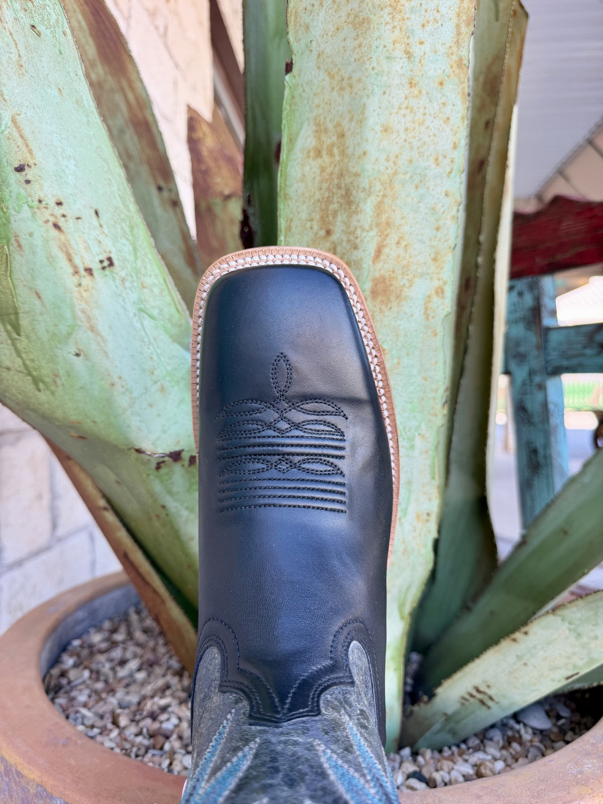 Men's R. Watson Black & Charcoal Square Toe Western Boots