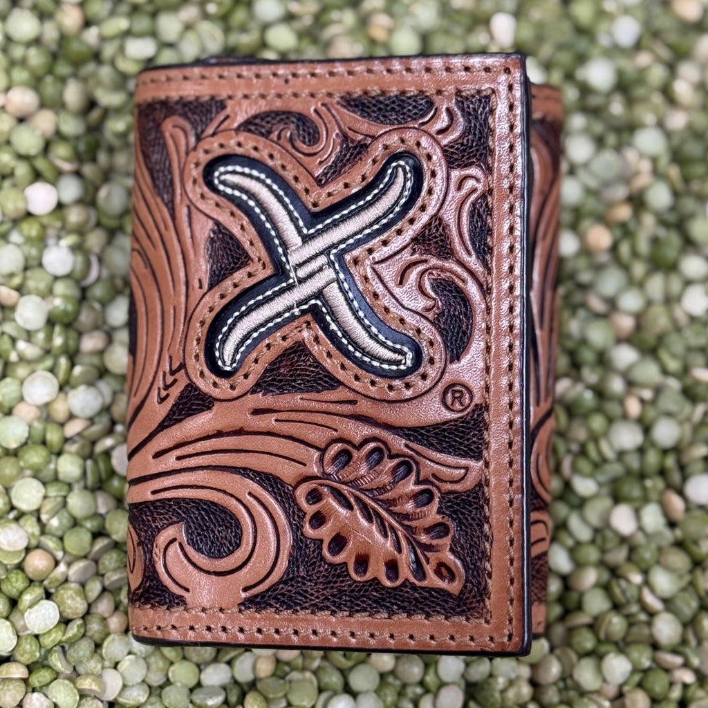 Men's Twisted X Floral Tooled Leather Trifold Wallet