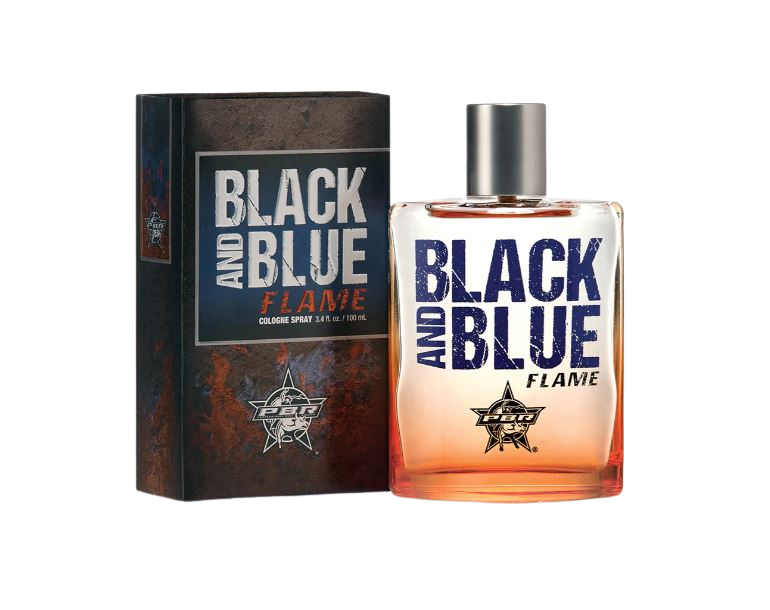 Men's PBR Black and Blue Flame cologne spray 3.4 fl oz bottle with gift box packaging — Blair's Western Wear Marble Falls TX
