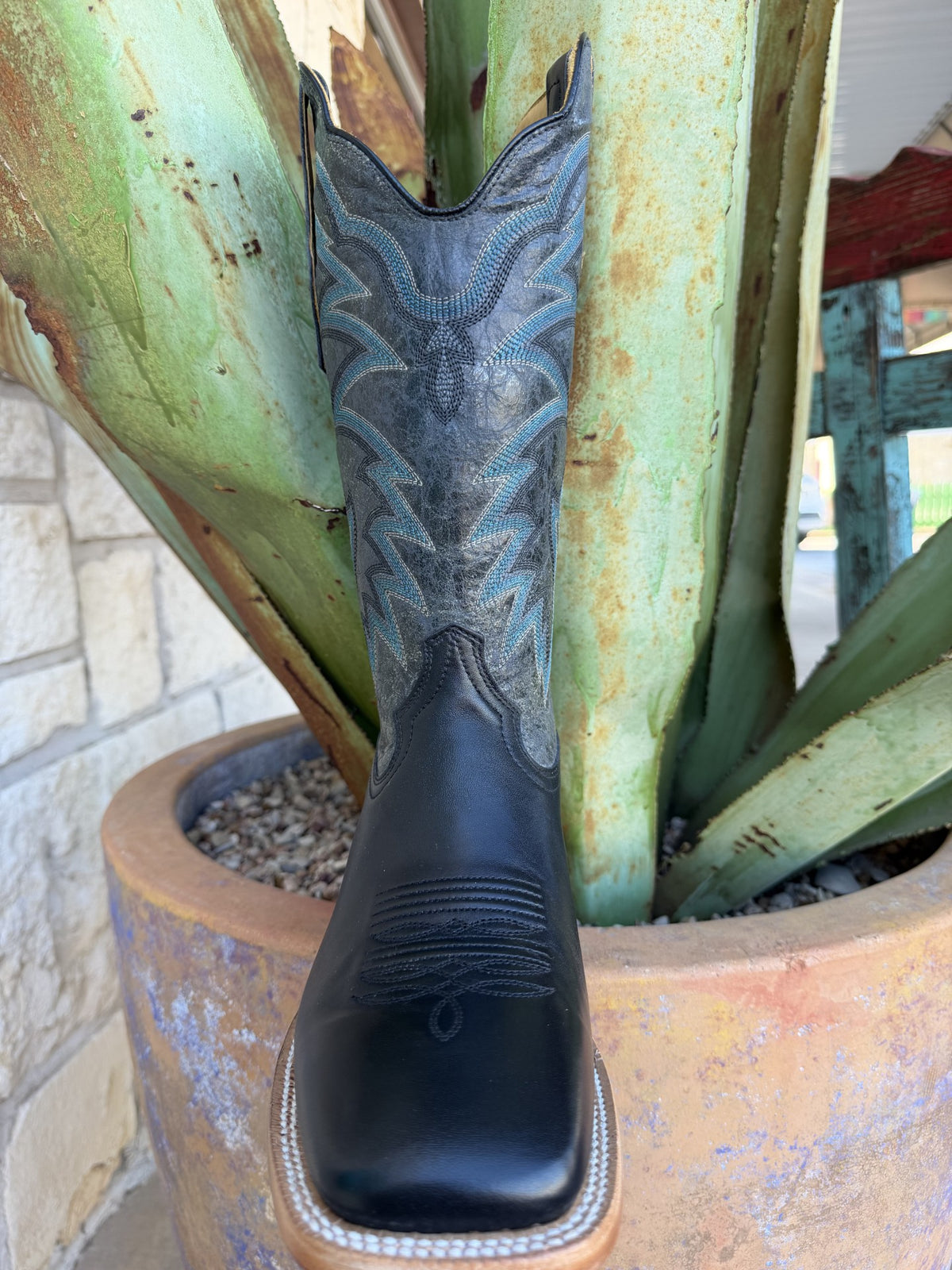Men's R. Watson Black & Charcoal Square Toe Western Boots