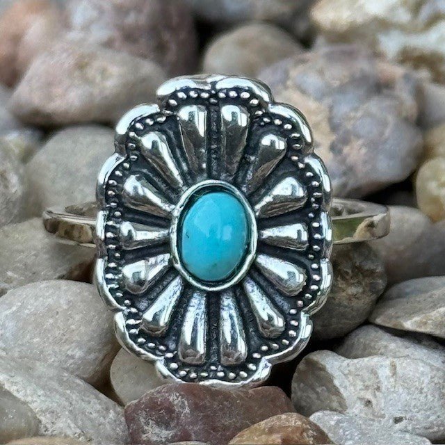 Concho Flower with Turquoise Ring - T5263 - BLAIR'S Western Wear located in Marble Falls TX