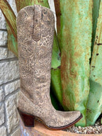 Women's Corral Gold and Tan Floral Tooling Boots - A4588 | Blairs Western Wear