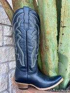 Women's Corral Western Boot in Navy, featuring intricate western stitching on the shaft, snip toe design, and leather outsole with rubber heel cap - L6182. Available at Blair's Western Wear, Marble Falls, TX.