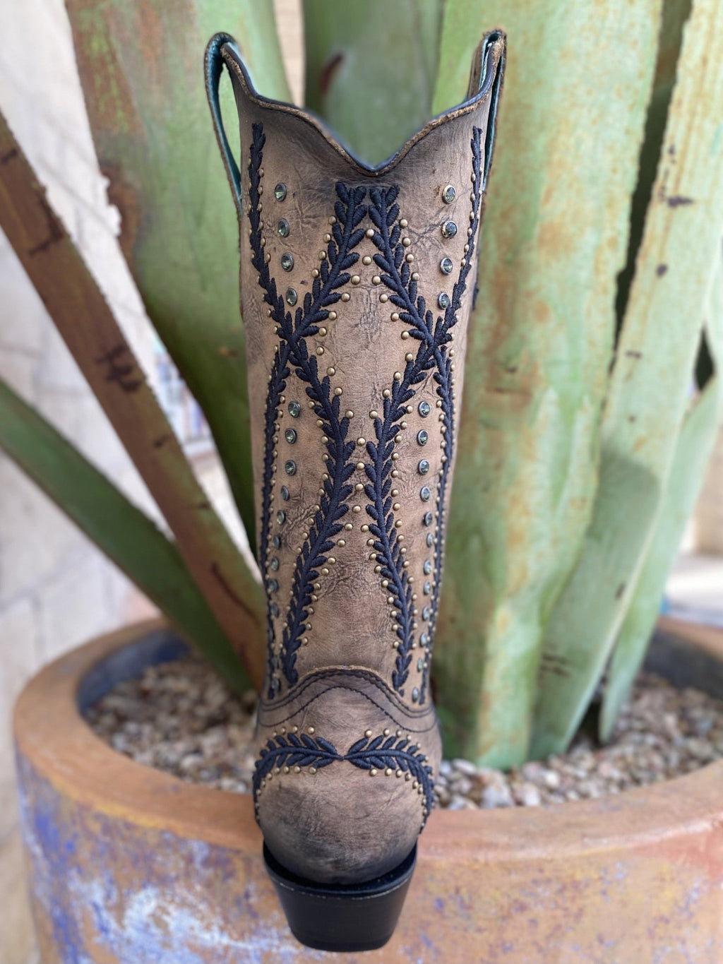 Corral Black/Brown Embroidery with Studs Women's Boot - Z5247 - BLAIR'S Western Wear located in Marble Falls Tx