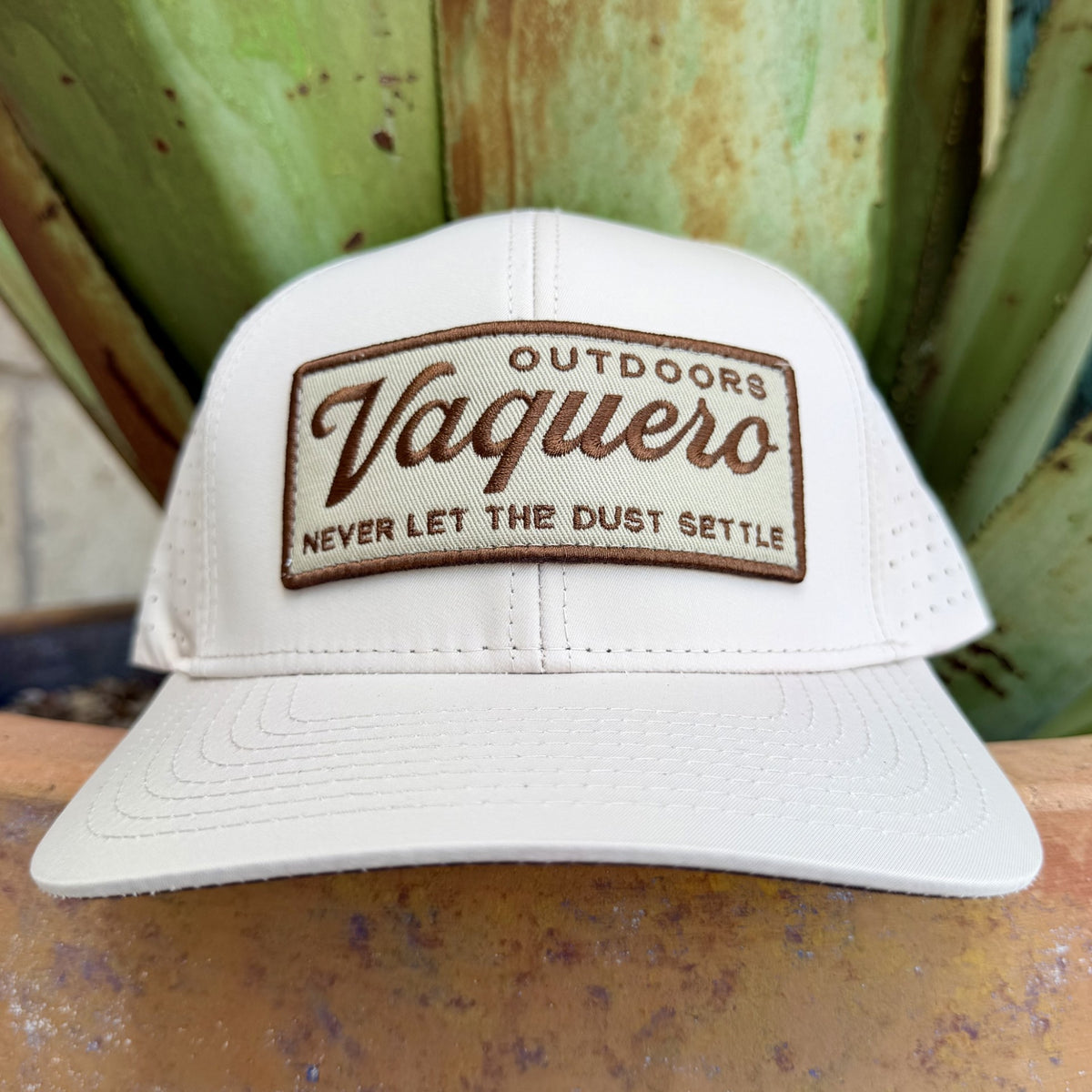 Men's Vaquero tan and brown performance logo embroidered cap — Blair's Western Wear Marble Falls TX