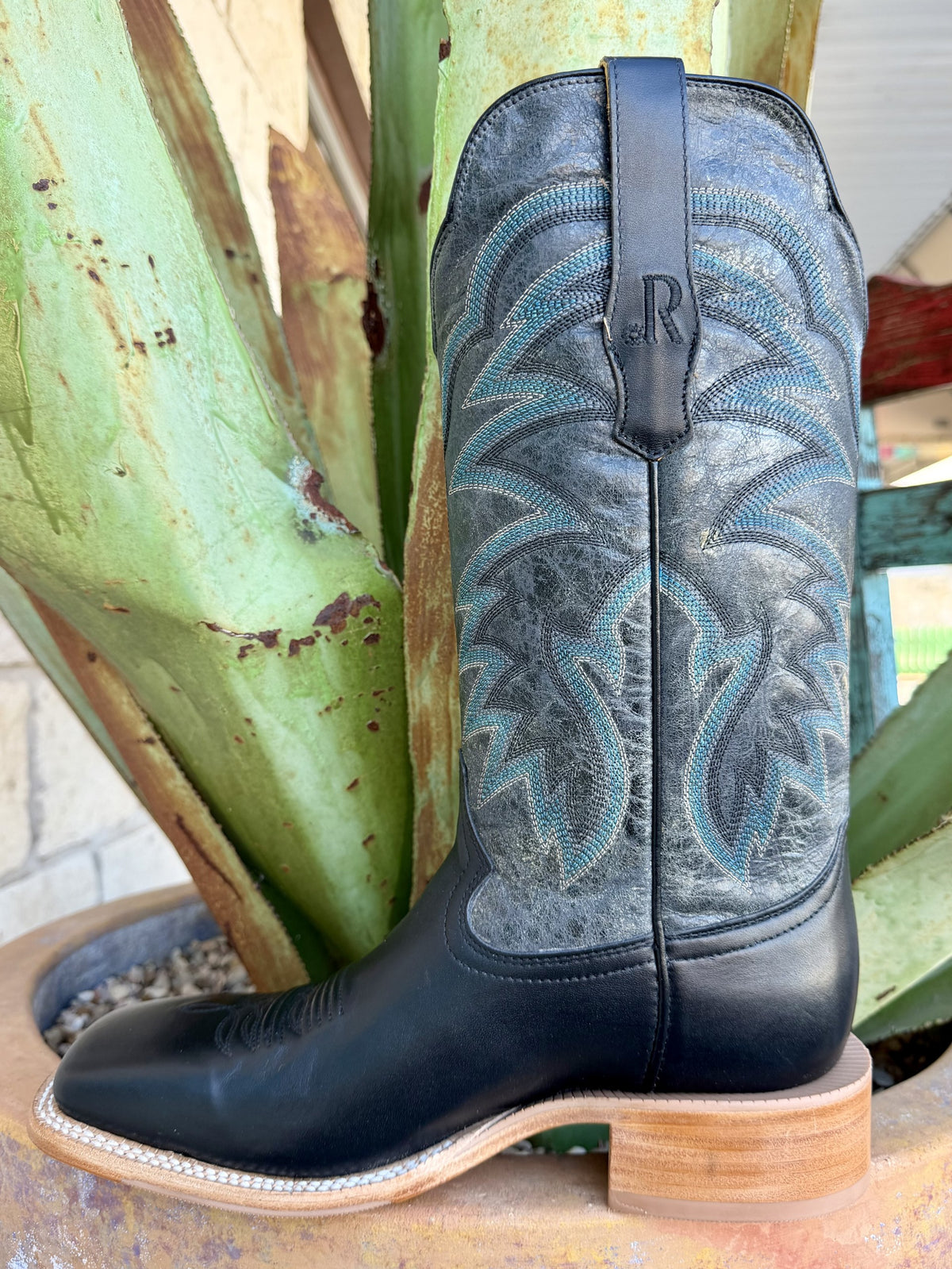 Men's R. Watson Black & Charcoal Square Toe Western Boots