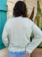 Women's Sage Green Lightweight Knit Pullover Sweater