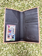 Men's Floral Tooled Leather Checkbook Wallet