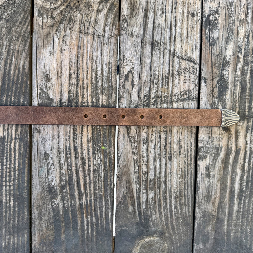 Women's Brown Narrow Western Buckle Belt
