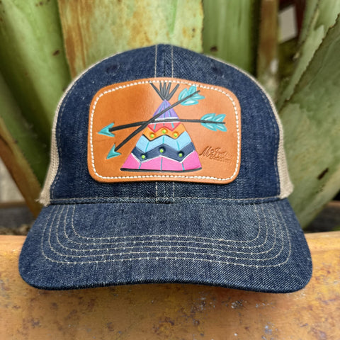 Women's Teepee Leather Patch Trucker Cap