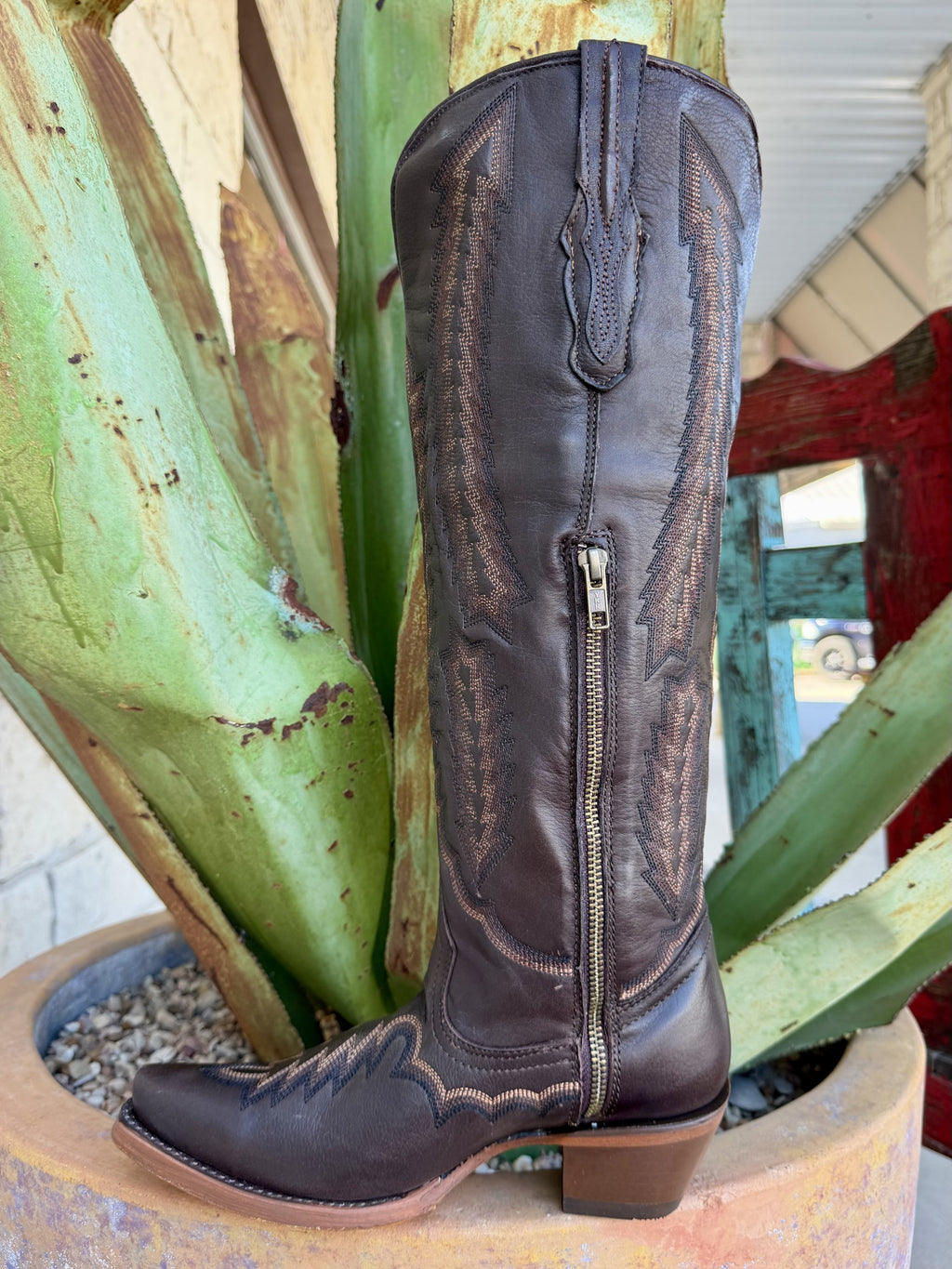 Women's Corral Dark Chocolate Tall Zip Western Boots
