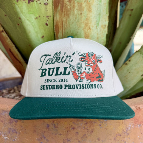 Men's Sendero hunter green and natural Talkin' Bull Cow Talk Show embroidered cap — Blair's Western Wear Marble Falls TX