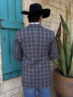 Men's Black and White Plaid Sport Coat