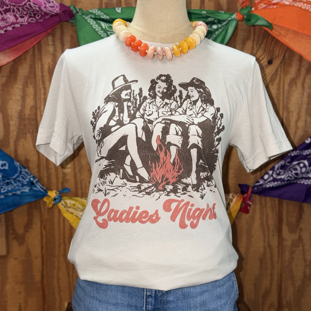 Women's Ladies Night Campfire Cowgirls Graphic Tee