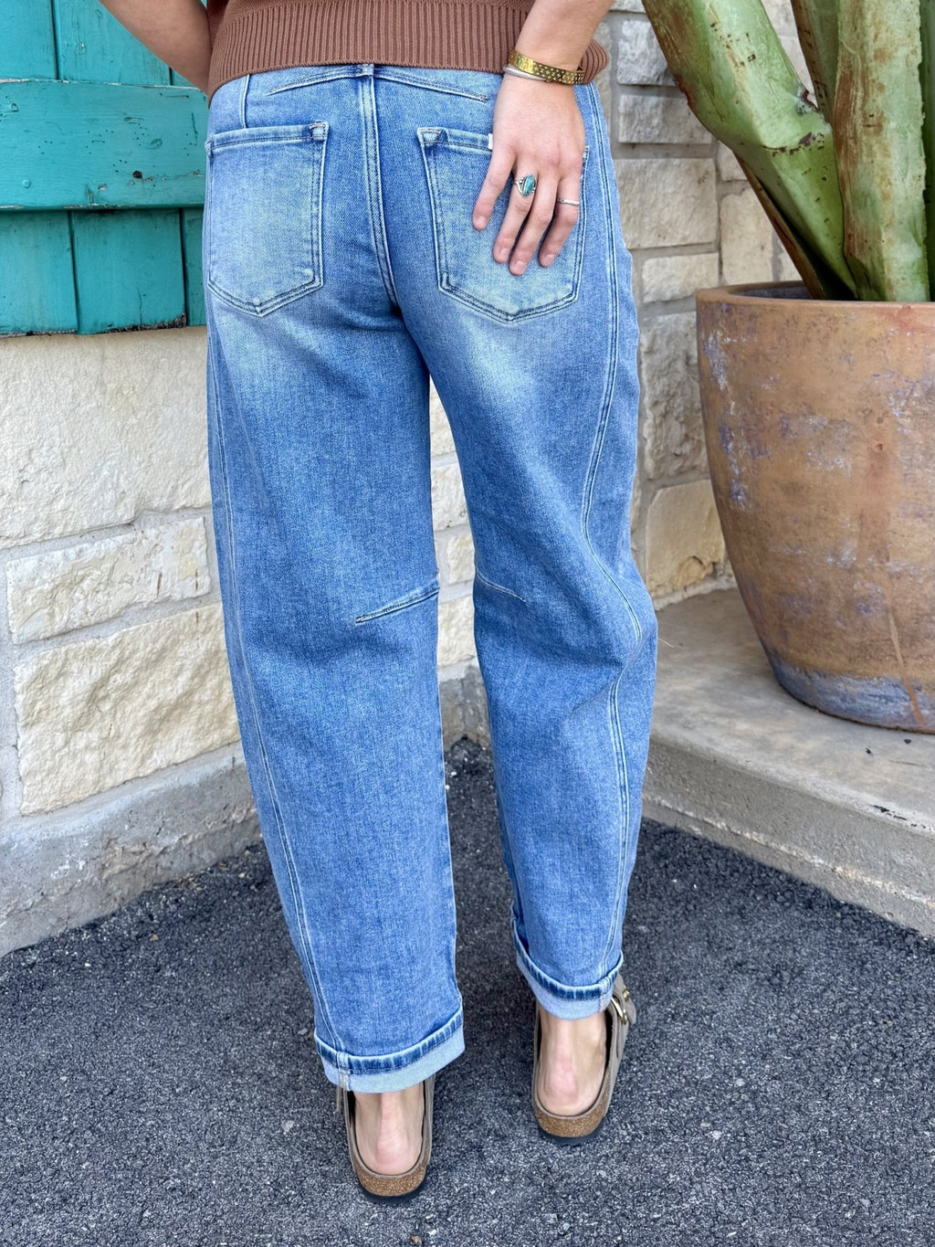 Women's High-Rise Balloon Crop Jeans with Cuffed Hem