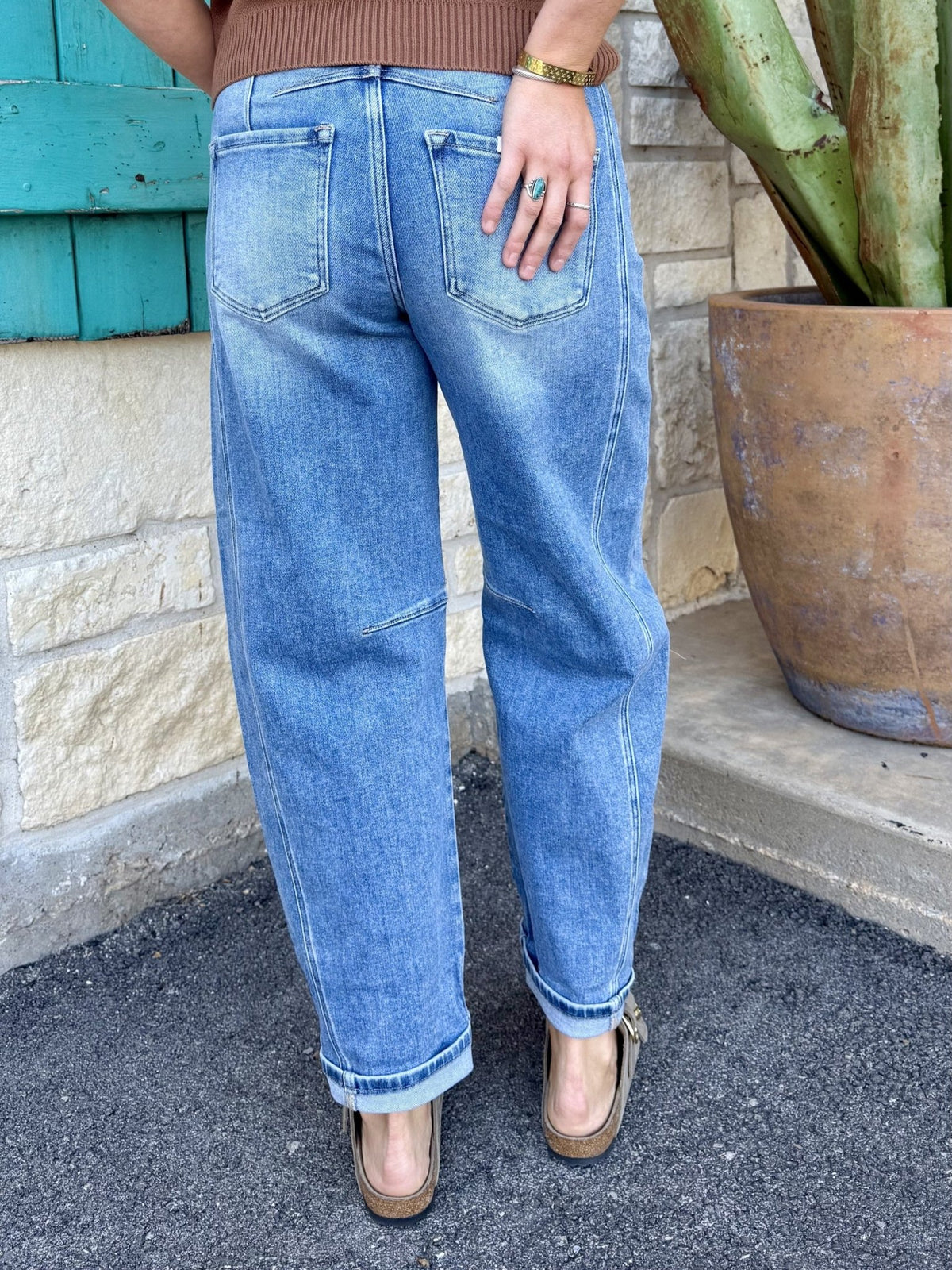 Women's High-Rise Balloon Crop Jeans with Cuffed Hem