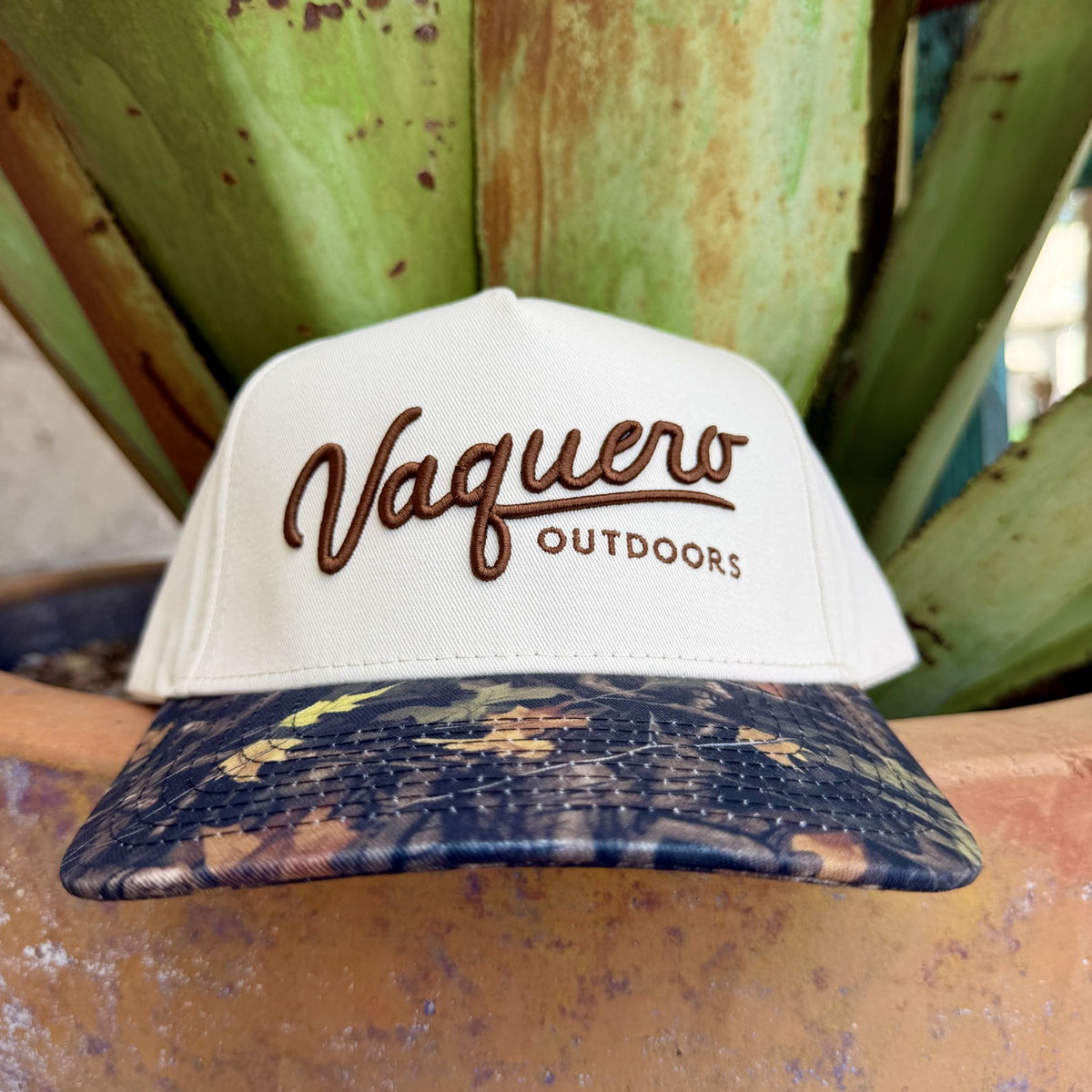 Men's Vaquero natural and camo logo embroidered cap — Blair's Western Wear Marble Falls TX