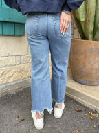 Women's Light Wash Cropped Wide Leg Jean