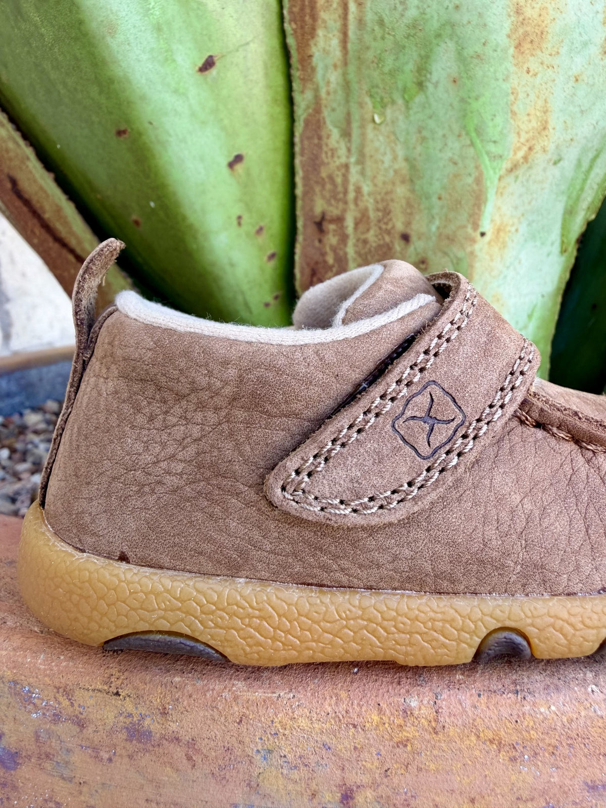 Infant Twisted X Brown Hook-and-Loop Moccasins