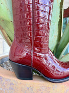 Women's Red Casanova Croc-Print Western Boots