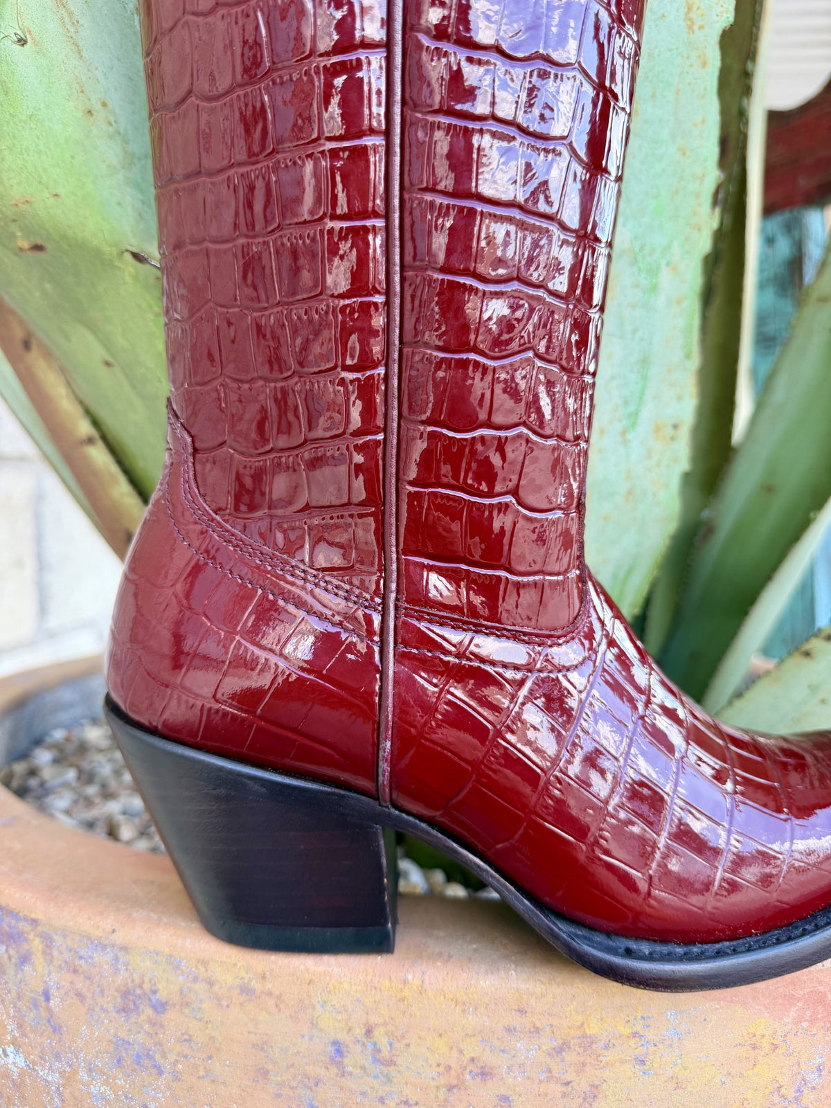 Women's Red Casanova Croc-Print Western Boots