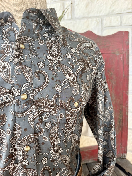Men's Panhandle Slim Sage Paisley Pearl Snap Long Sleeve Shirt