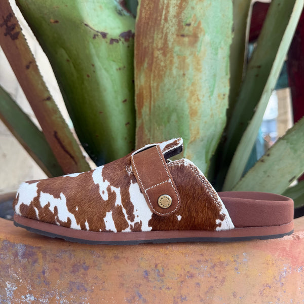 Women's Ariat Brown White Cowhide Mule