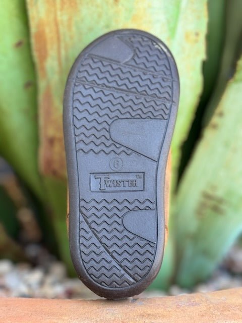 Infant Twister chukka style brown boot with patchwork on tongue, and laces - 4410902 - Available at BLAIR'S Western Wear located in Marble Falls TX 