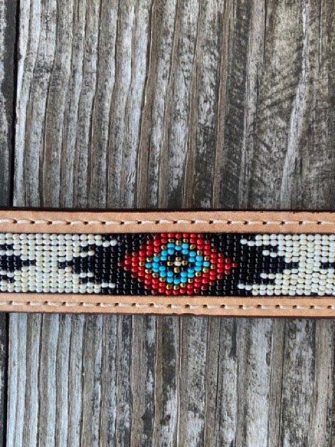 Kid's Aztec Beaded Full-Grain Leather Belt