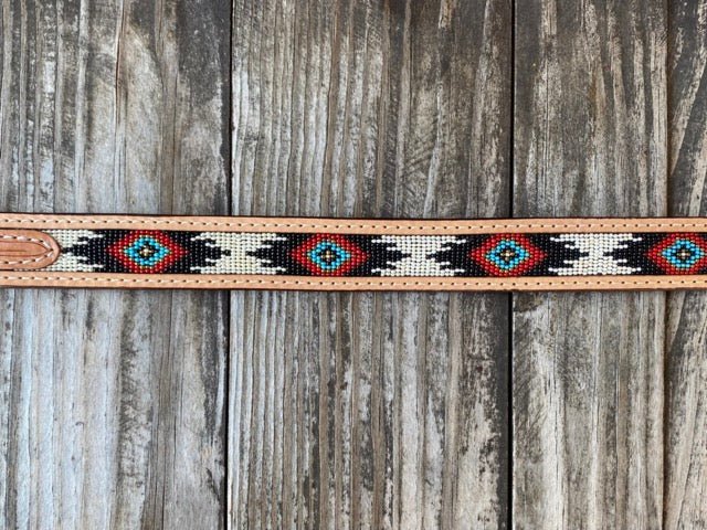 Kid's Aztec Beaded Full-Grain Leather Belt