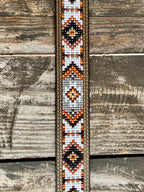 Kid's Aztec Beaded Steer Head Buckle Belt