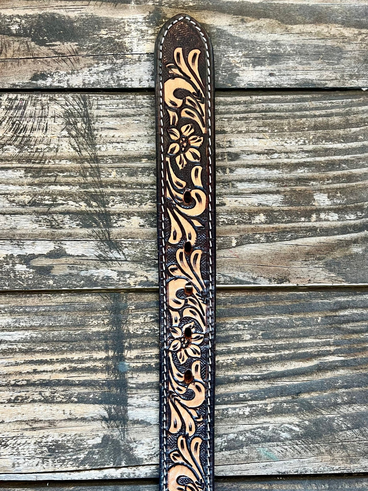 Kid's Aztec Beaded Tooled Leather Belt