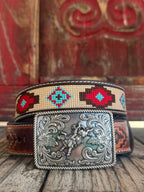Kid's Aztec Woven Bull Rider Buckle Belt