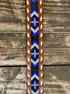 Kid's Beaded Cross Embossed Leather Belt