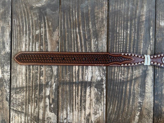 Kid's Cross Concho Basketweave Leather Belt