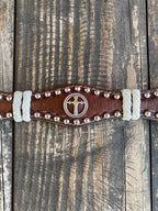 Kid's Cross Concho Basketweave Leather Belt