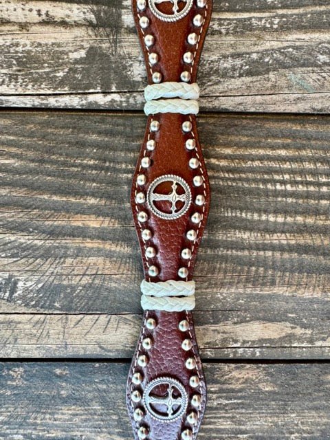 Kid's Cross Concho Basketweave Leather Belt