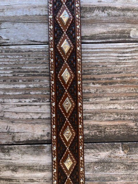 Kid's Diamond Concho Basketweave Leather Belt