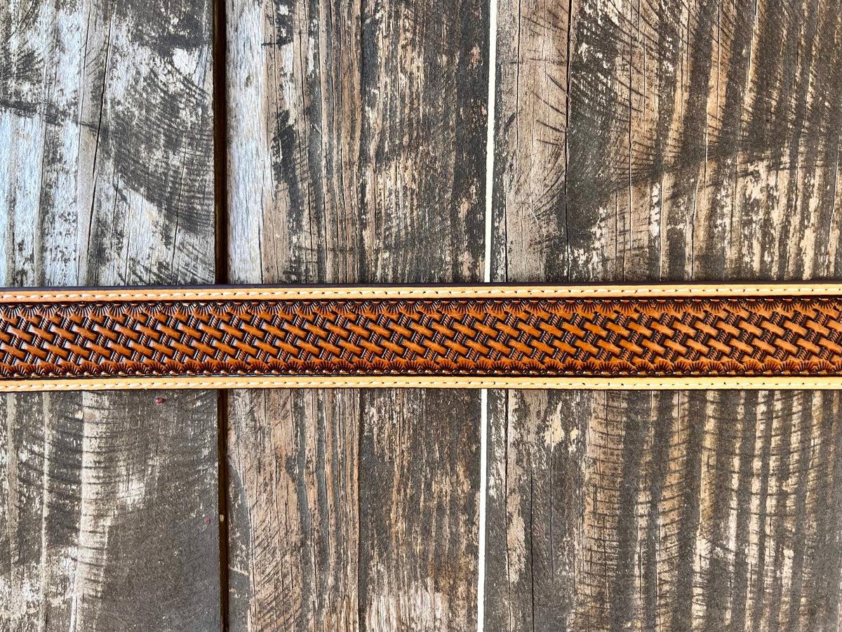Kid's Embossed Western Leather Belt