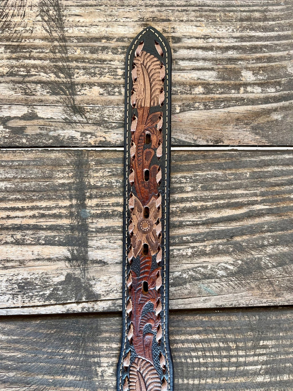 Kid's Floral Tooled Leather Belt