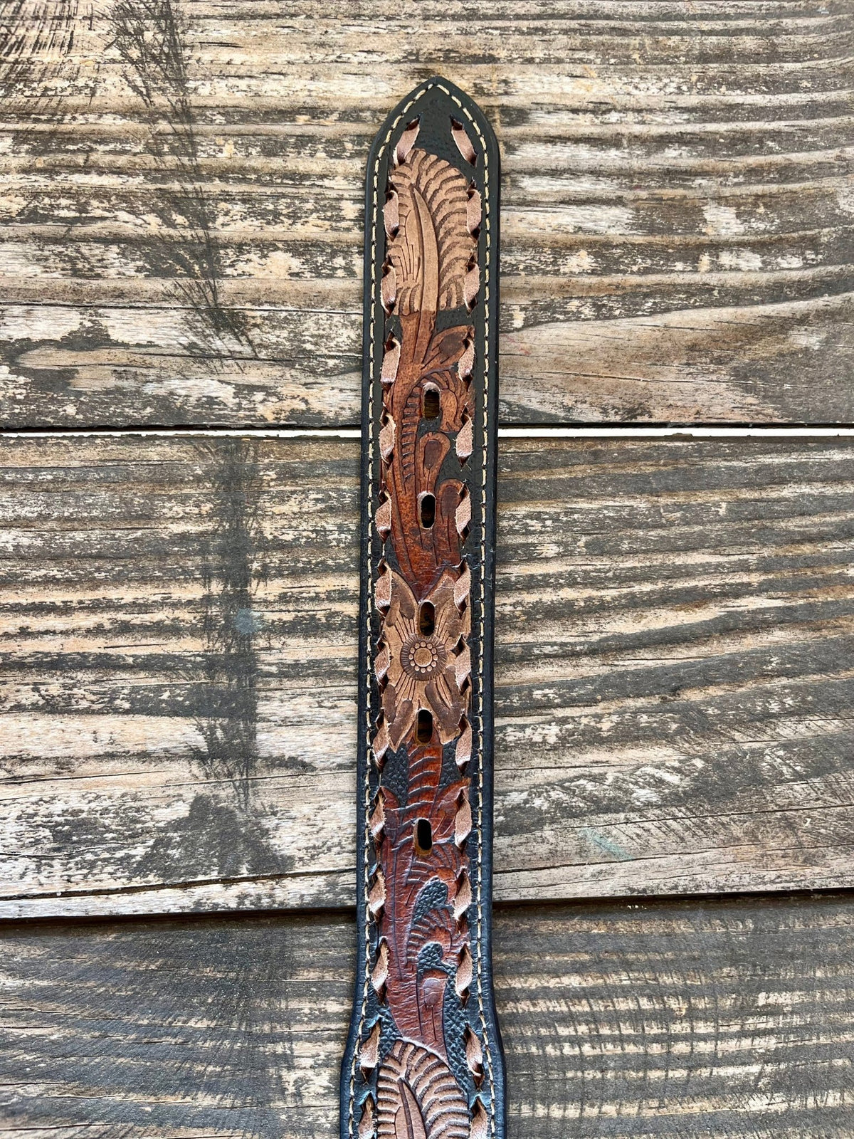 Kid's Floral Tooled Leather Belt