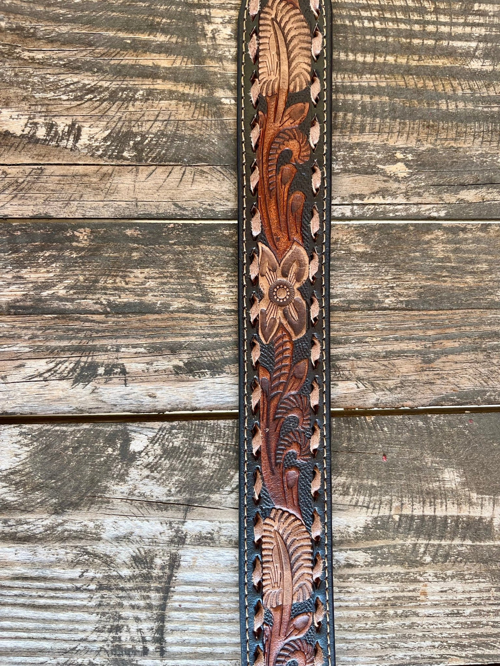 Kid's Floral Tooled Leather Belt