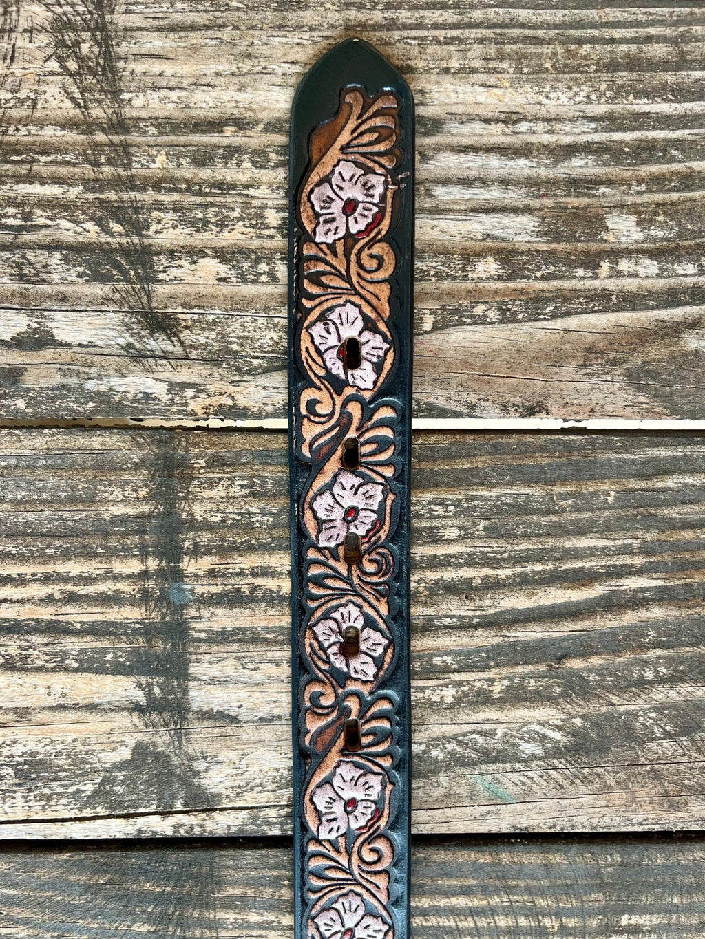 Kid's Hand-Tooled Floral Leather Belt