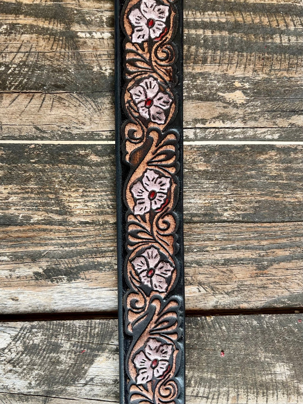 Kid's Hand-Tooled Floral Leather Belt