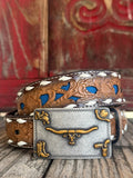 Kid's Longhorn Tooled Leather Belt