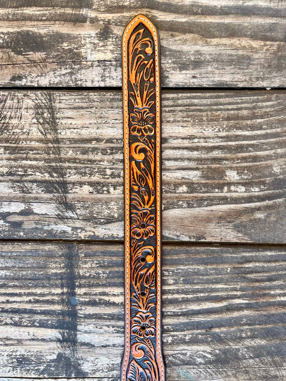 Kid's Pistol Buckle Tooled Leather Belt