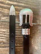 Leather Concho Belt in Black & Silver - C51313 - Blair's Western Wear Marble Falls, TX