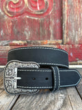 Ladies Black Smooth Leather Western Belt