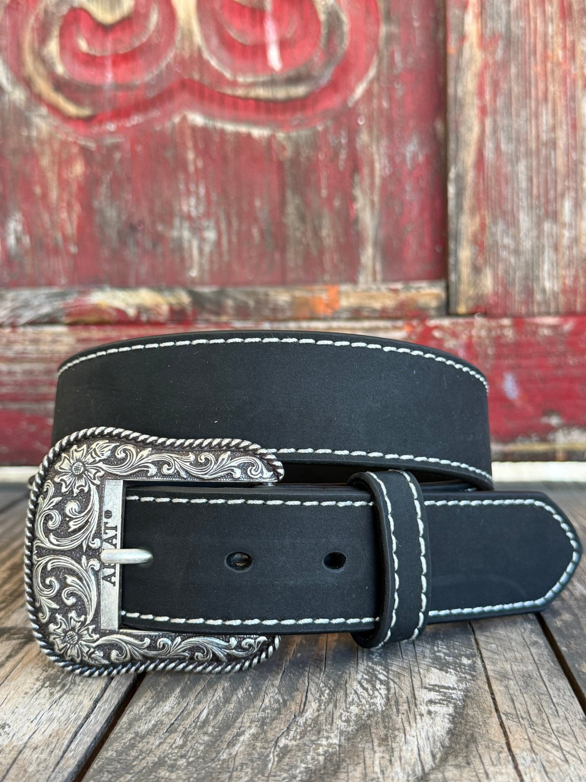 Ladies Black Smooth Leather Western Belt