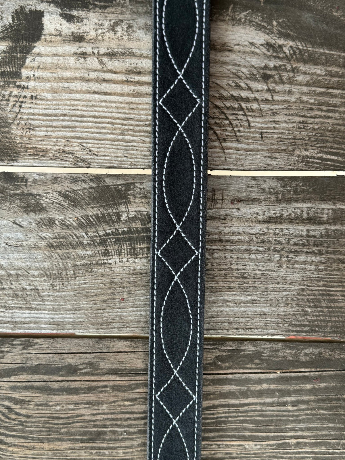 Ladies Black Suede & Tooled Leather Belt